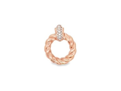 18K Rose Gold Twisted Circle Pendant with Pavé-Set Natural Diamonds